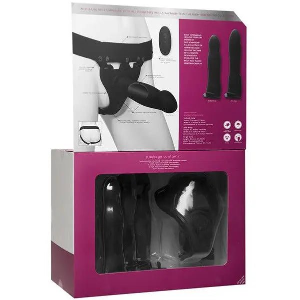 Body Extensions Be Naughty Vibrating 4 Piece Strap On Set Doc Johnson's