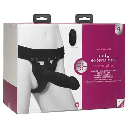 Body Extensions Be Naughty Vibrating 4 Piece Strap On Set Doc Johnson's