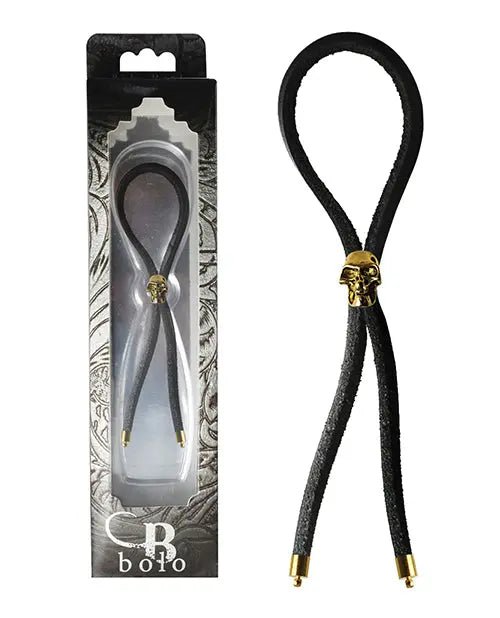 Bolo Cock Ring Leather Lasso Bead Slider with Skull Tips Bolo