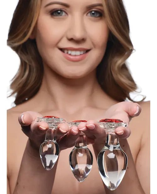 Booty Sparks Red Heart Gem Glass Anal Plug Set or Singles Booty Sparks