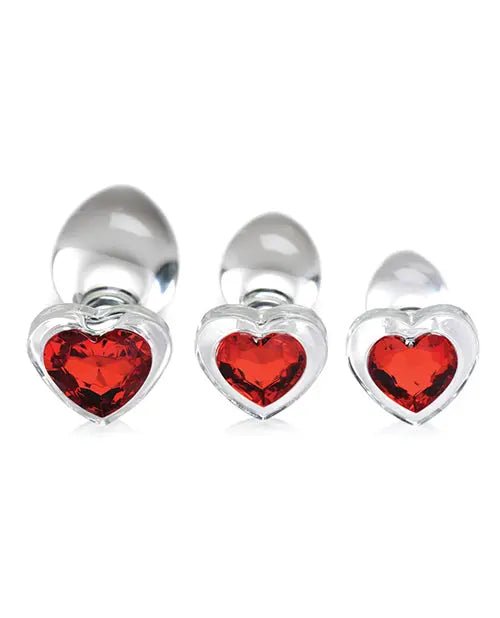 Booty Sparks Red Heart Gem Glass Anal Plug Set or Singles Booty Sparks