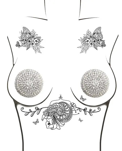 Burlesque Big O Crystal Jewel Reusable Silicone Nipztix - Pasties Burlesque