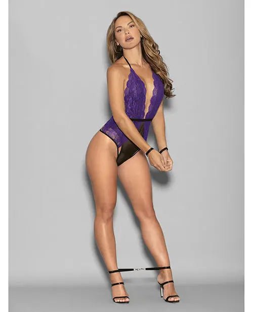 Euphoria Halter Lace & Mesh Teddy with Wrist Restraints Escante