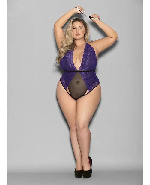 Euphoria Halter Lace & Mesh Teddy with Wrist Restraints Escante