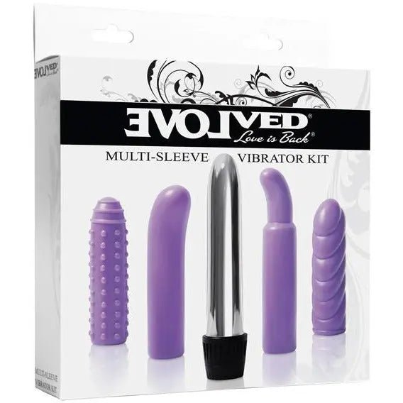 Evolved Multi Sleeve Vibrator Kit with 4 Textured Sleeves & Vibe Evolved