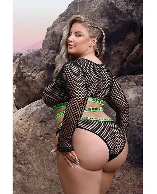 Fuck Ur Rules Long Sleeve Crop Top, Panty & Pasties Vibes