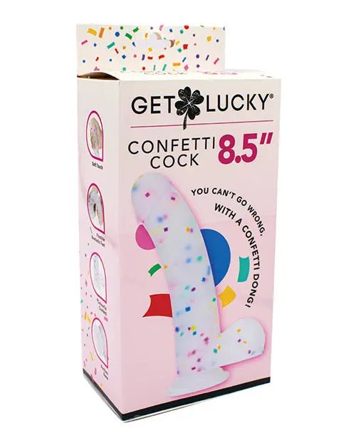 Get Lucky 8.5" Real Skin Confetti Strap On Compatible Dildo Get Lucky
