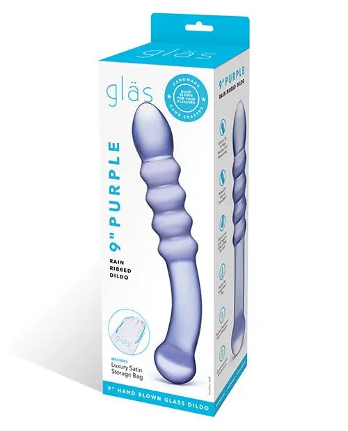 Glas Purple Rain Ribbed Glass Dildo Glas