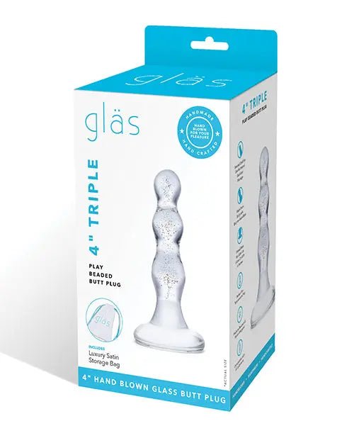 Glas Triple Play Beaded Butt Plug Glas
