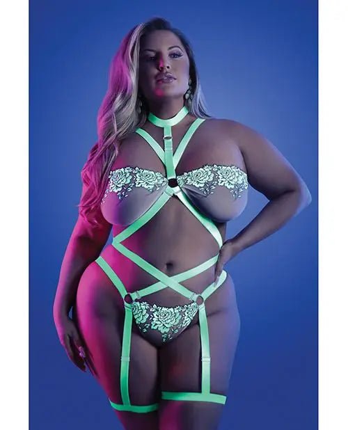 Glow Night Vision Glow in the Dark Gartered Teddy Fantasy Lingerie