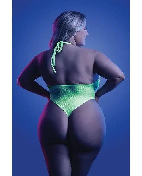 Glow Nocturnal Halter Teddy Neon Chartreuse Fantasy Lingerie