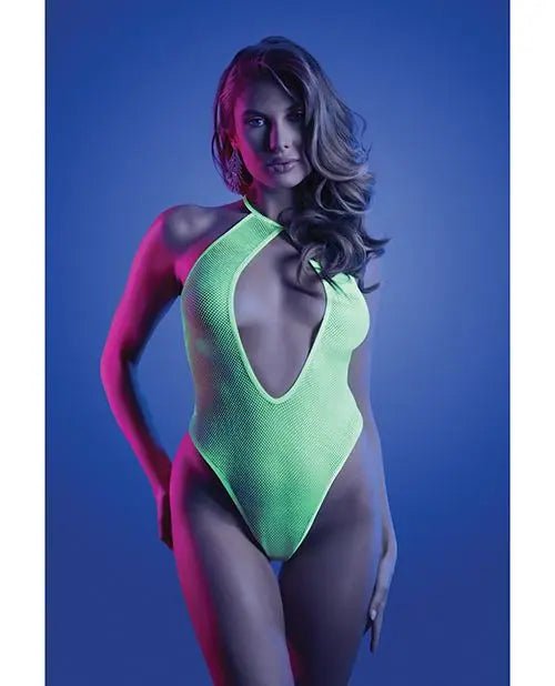 Glow Nocturnal Halter Teddy Neon Chartreuse Fantasy Lingerie