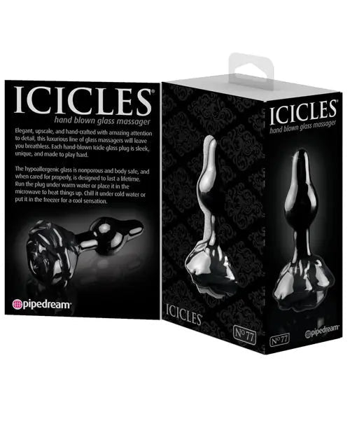 Hand Blown Glass Black Rose Butt Plug Pipedream