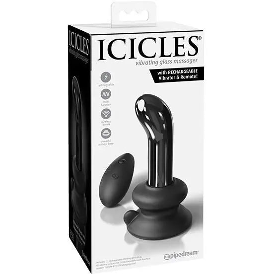 Hand Blown Glass Vibrating Butt Plug with Remote Icicle
