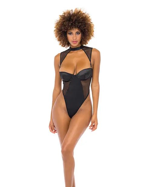 Josephine High Leg Teddy with Removable Fishnet Collared Harness Josephine