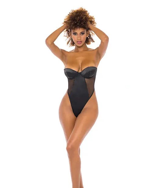 Josephine High Leg Teddy with Removable Fishnet Collared Harness Josephine