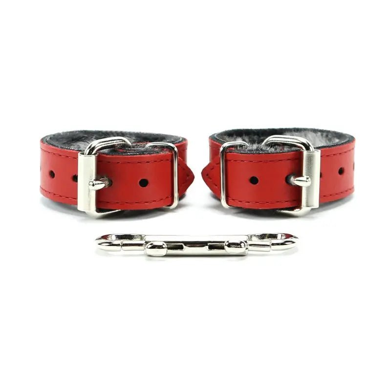 Kathleen Fur Lined Leather Restraints Bondage Cuffs 1'' Oddo Leather