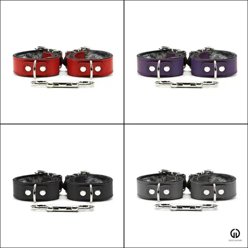 Kathleen Fur Lined Leather Restraints Bondage Cuffs 1'' Oddo Leather