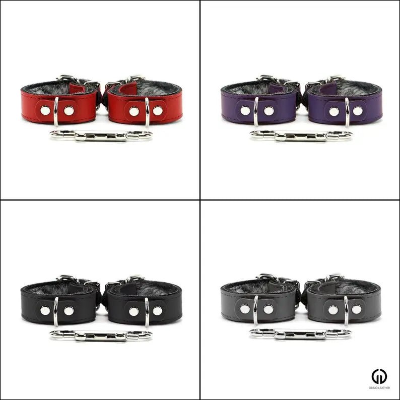 Kathleen Fur Lined Leather Restraints Bondage Cuffs 1'' Oddo Leather