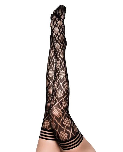 Kix'ies Elle Fishnet Diamond Thigh High Black Kix'ies