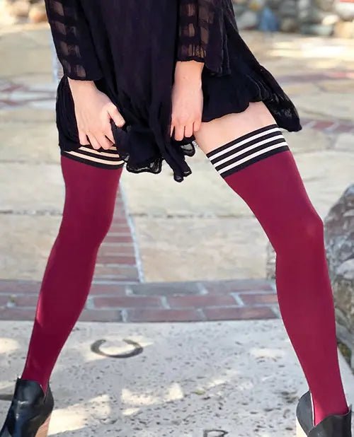 Kixies Heather Opaque Thigh High Cranberry Kix'ies