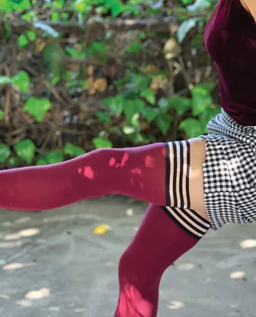 Kixies Heather Opaque Thigh High Cranberry Kix'ies