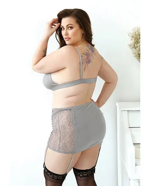 Lace & Microfiber Bralette with Garter Skirt & G-String Curve Novelties