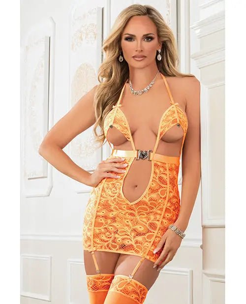 Laced Babydoll Garter Dress, Panty & Stockings SinSationes
