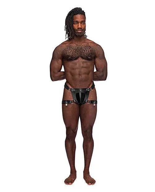 Leather Scorpio Adjustable Waist & Leg Band Thong Male Power