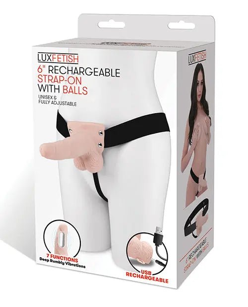 Lux Fetish 6" Rechargeable Strap On with Balls LUX Fetish