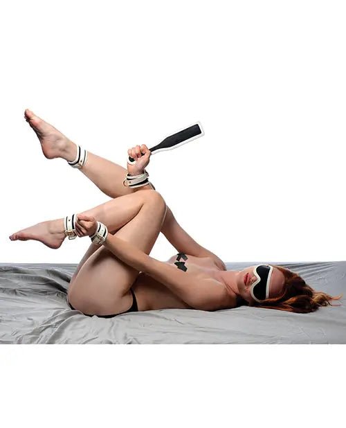 Master Series Kink in the Dark Glowing Cuffs & Blindfold & Paddle Set - Glowing Bondage Kit Master Series