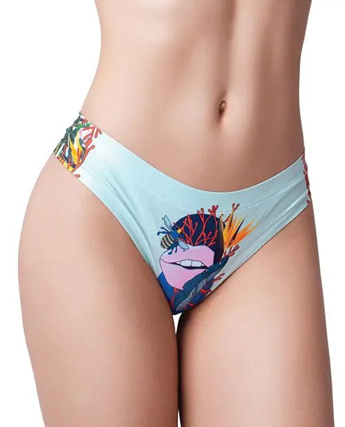 Mememe Botanic Panic Lips Printed Thong - Lingerie Mememe