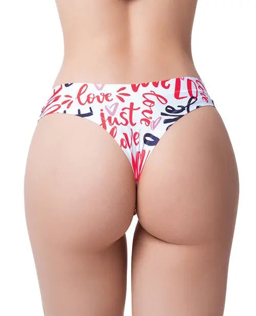 Mememe Love Message Printed Thong - Lingerie Mememe