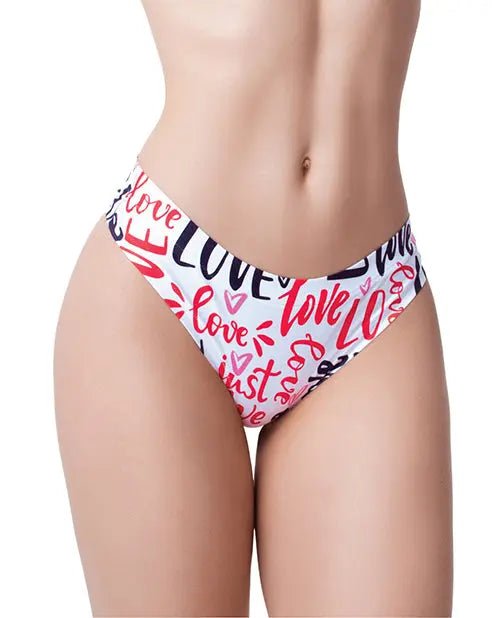 Mememe Love Message Printed Thong - Lingerie Mememe