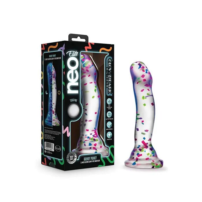 Neo Elite Hanky Panky 7" Confetti Dildo - Glow in the Dark Blush