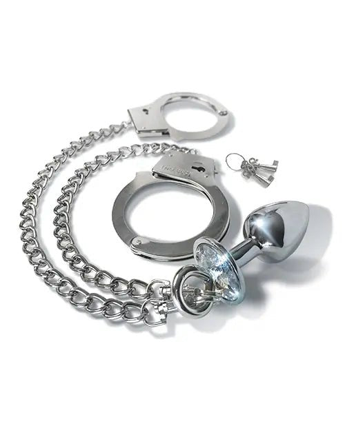 Nixie Metal Butt Plug with Inlaid Jewel & Cuff Set Nixie