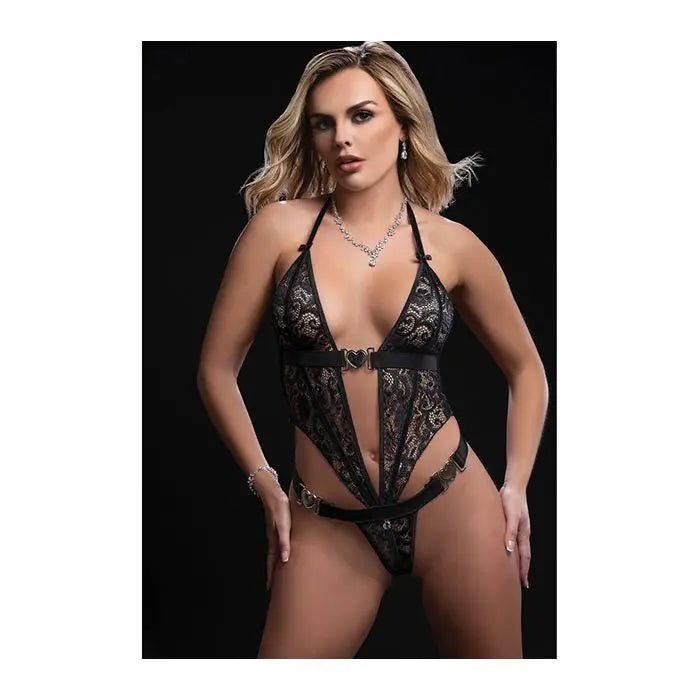 Open Halter Teddy with Heart Clasp G World