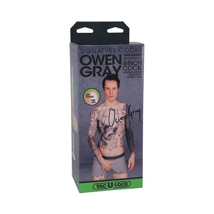 Owen Grey Dildo with Vac-U-Lock Suction Cup - 8" Realistic Dildo Doc Johnson's
