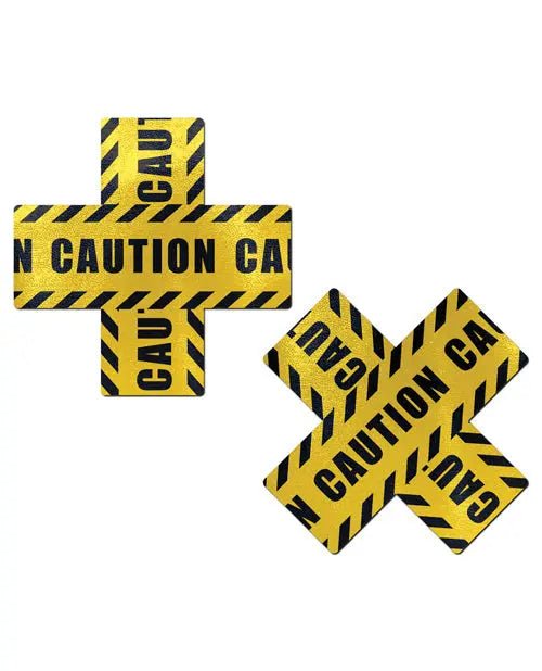 Pastease Caution Cross - Black/Yellow Pasties