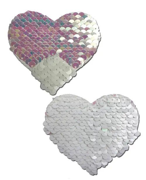 Pastease Color Changing Flip Sequins Silver Heart Pasties