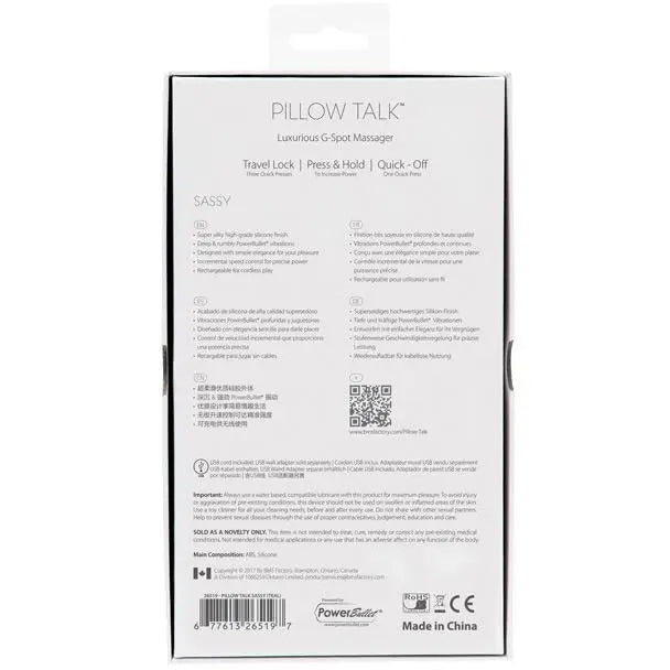 Pillow Talk Sassy G Spot Vibrator B.M.S. Enterprises