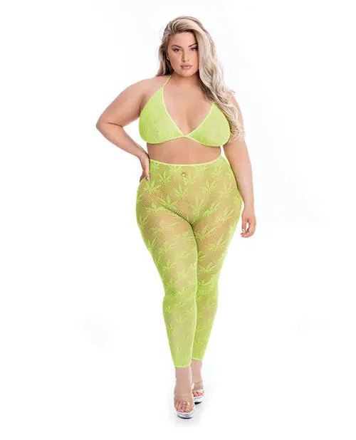 Pink Lipstick All About Leaf Bra & Leggings Pink