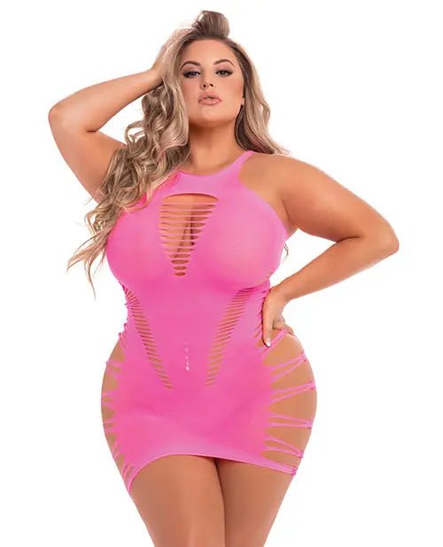 Pink Lipstick Back 2 Basixxx Hi Neck Dress Pink Lipstick