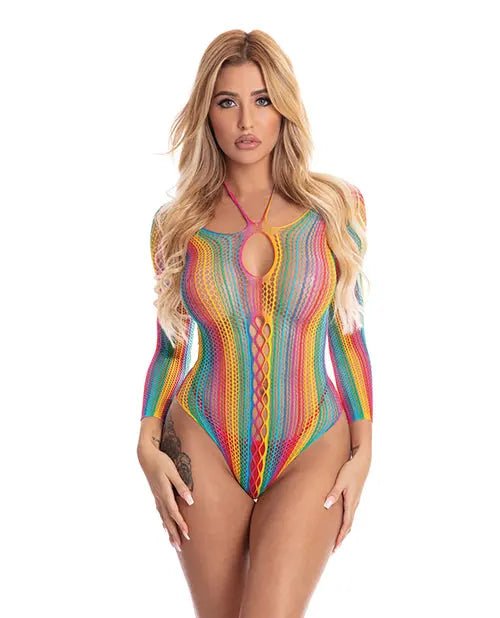 Pink Lipstick More Color Long Sleeve Bodysuit Rainbow Pink Lipstick