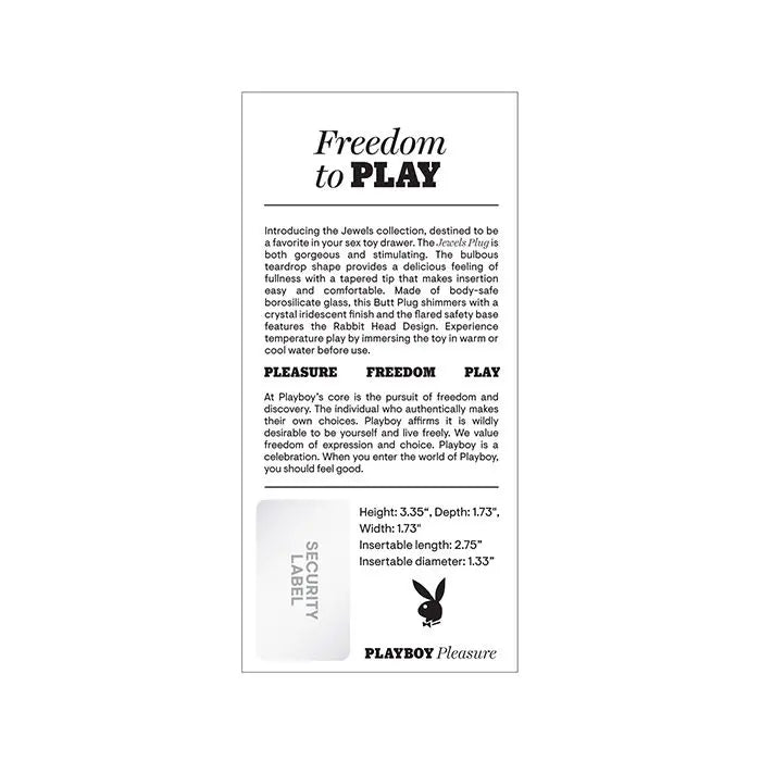 Play Boy Pleasure Jewels Glass Butt Plug Playboy