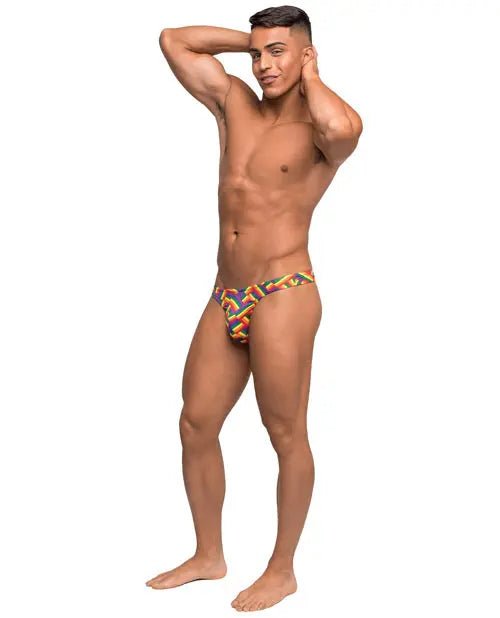 Pride Fest Contoured Pouch Bong Thong Rainbow Male Power