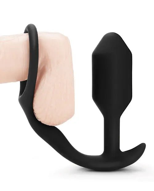 Snug & Tug Weighted Silicone & Penis Ring & Anal Plug- 128 g Black B-Vibe