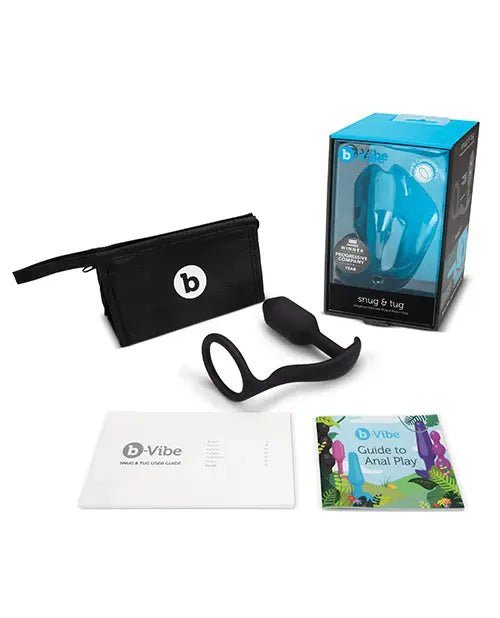 Snug & Tug Weighted Silicone & Penis Ring & Anal Plug- 128 g Black B-Vibe