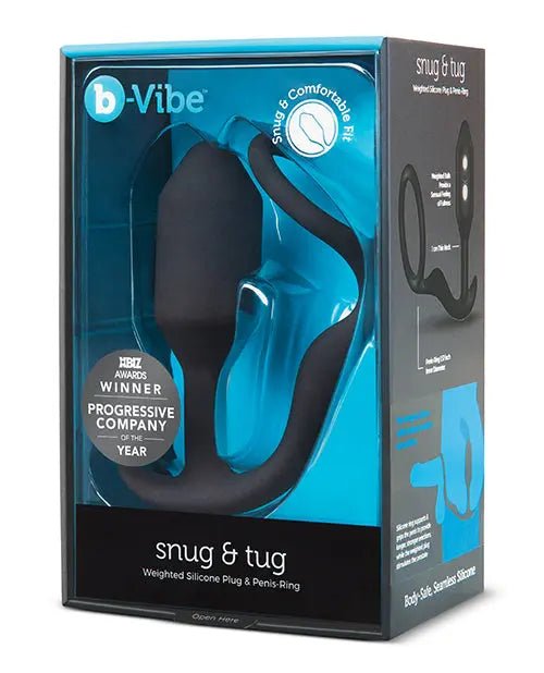 Snug & Tug Weighted Silicone & Penis Ring & Anal Plug- 128 g Black B-Vibe