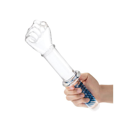 11" Fist Glass Double Headed Dildo with Handle Grip Glas